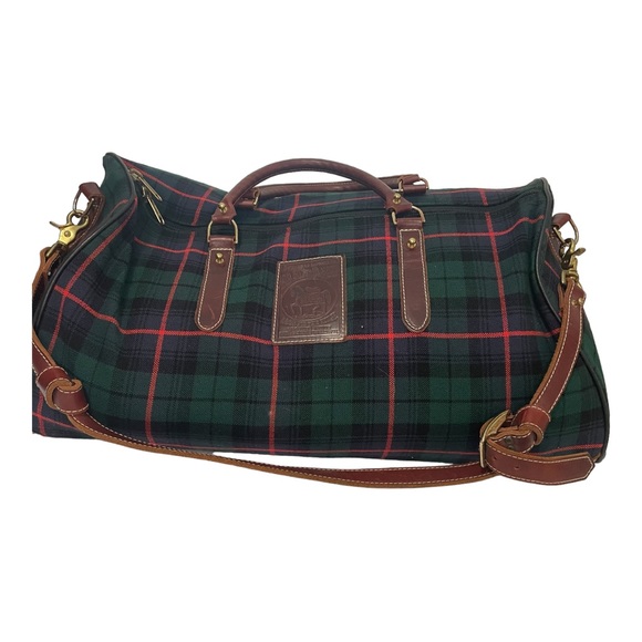 Baker Plaid Handbags - 5/A Baker Blanket Tartan Plaid Duffle Bag with Shoulder Strap